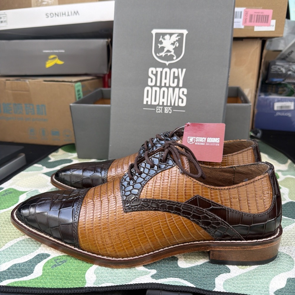 Stacy Adams Tedesco Men's Oxford Tan Size 8.5